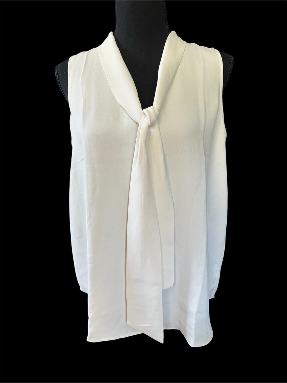Ann Taylor petite bow neck shell winter white size PM